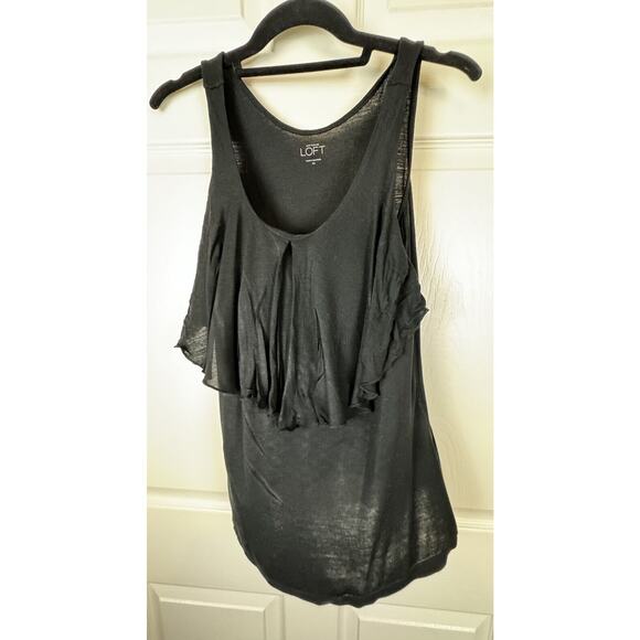 Ann Taylor LOFT Black Ruffle Tank Top coquettish XS , 49-48 - Picture 9 of 15